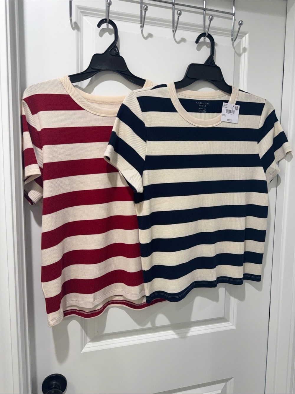 AE Waffle Baby T's (2) Striped Short Sleeve Tee - Navy and maroon